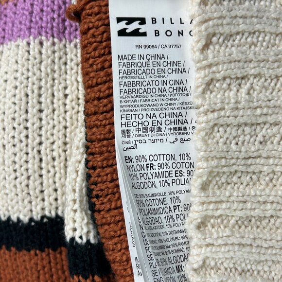 BILLABONG Seeing Double Sweater Sz L Multicolor Stripe Knit Cotton Blend - Picture 8 of 10